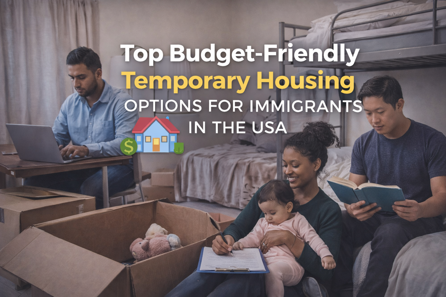 Affordable temporary housing for USA immigrants: Extended stay hotels $800-$1,800/mo, shared rooms $400-$800/month